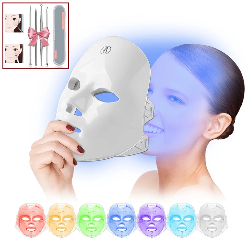 Máscara Tratamento Facial LED Cromoterapia 7 cores